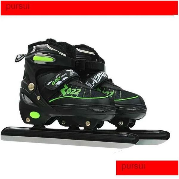 Patins de gelo Patins de gelo Sapatos de patinação de velocidade ajustável Adt Crianças Bola quente Faca Lâmina Patines reais Homens Mulheres L231111 Drop Delivery Sp Dhiav