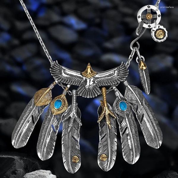 Anhänger Halsketten HX Stil Klassische Wilde Taijiao Kette Fliegender Adler Dominierende Kaohsiung Feder Retro Trendy Männliches Auto Für Männer Mann