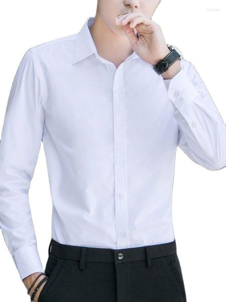 Camicie eleganti da uomo Autunno Manica lunga da uomo Edizione coreana Tendenza coltivazione morale Bianco-pollice Gioventù Caldo Affari Tempo libero Uomini pelosi