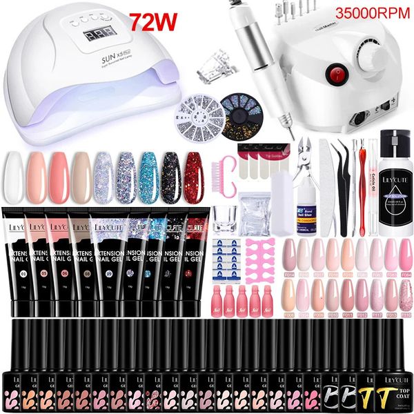 Pós acrílicos líquidos lilycute conjunto de unhas com gel polonês profissional lâmpada secador broca máquina manicure kit arte ferramenta 231110