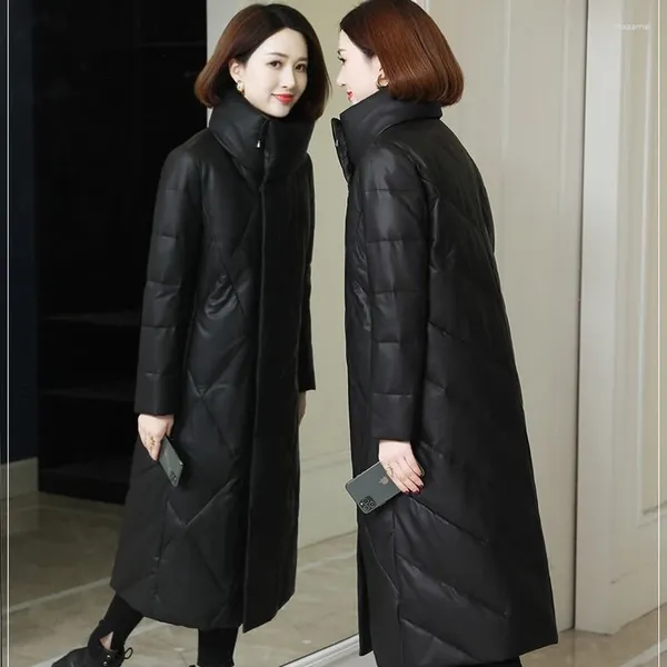 Giacca da donna in pelle di montone sintetica in cotone da donna lunga 2023 cappotto invernale di grandi dimensioni capispalla caldo da donna