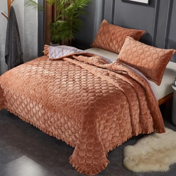 Matratzenauflage, luxuriöse Tagesdecke für das Bett, Super-King-Size-Bett, Steppdecke, Winter-Samt-Plaid-Bettbezug, rutschfeste Flanell-Matratzenbezug-Decken, 231110