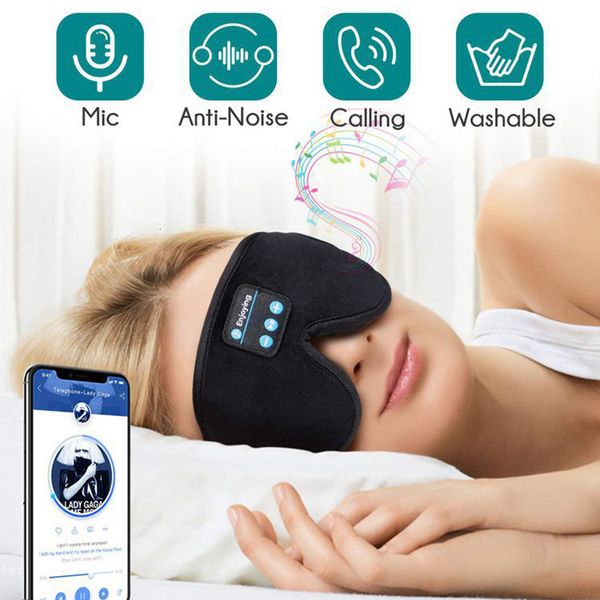 Auricolari del telefono cellulare Maschera per dormire Aurno a cuffia 3D Assistenza elastica morbida elastica auricolare wireless Music con microfono per dormienti laterali 230412