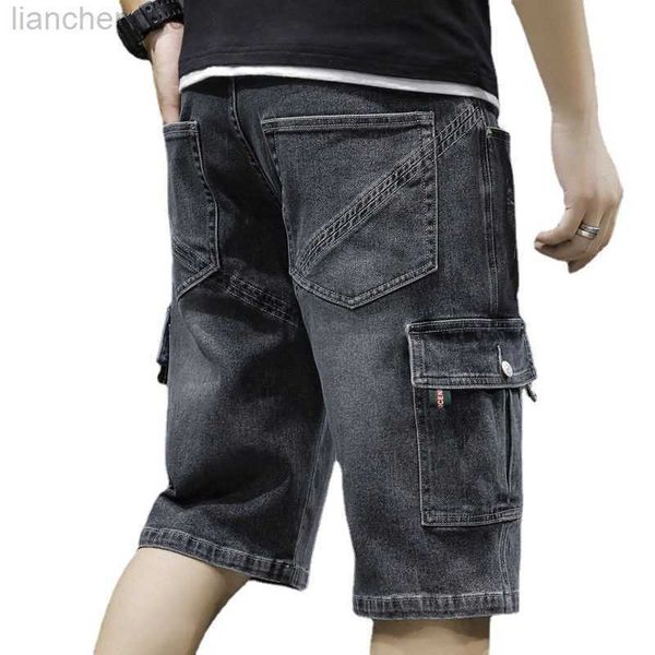 Jeans masculinos Men Fashion Baggy Cargo Jean Shorts masculino Multicletes Shorts Shorts Jeans de shorts soltos para homens W0413