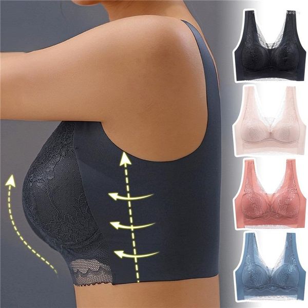 Yoga Outfit 2023 Summer Lace Beautiful Back Tube Top Intimo Donna Fisso Cup Gather Wrapped Chest No Steel Ring Sexy Large Size Bra