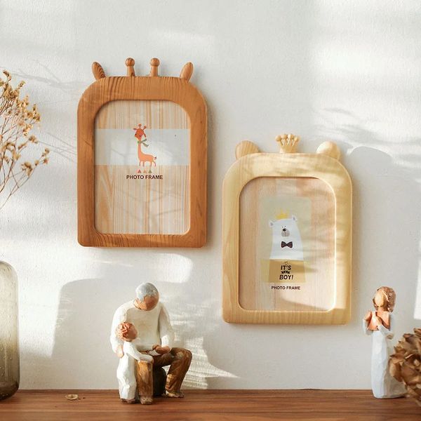 Rahmen Qualität PO Rahmen Home Decor Retro Holz Kinder Cartoon Bilder Desktop Dekoration Wand 231113