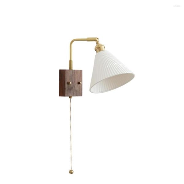 Lampada da parete Loft Vintage Sconce con interruttore Luci a bilanciere Ottone Ceramica per soggiorno Comodino Decorazioni per la casa