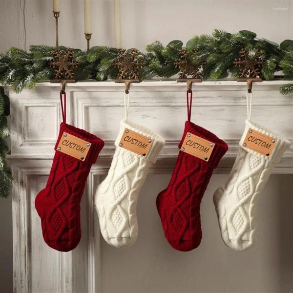 Weihnachtsdekorationen, 43 cm, Strümpfe, personalisierbar, individuell gestrickt, Weihnachtsgeschenke für die Familie