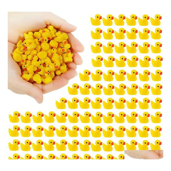 Objetos decorativos Figuras 200pcs mini resina patos decoração amarelo minúsculo ornamento em miniatura para fadas paisagem aquário otpwe