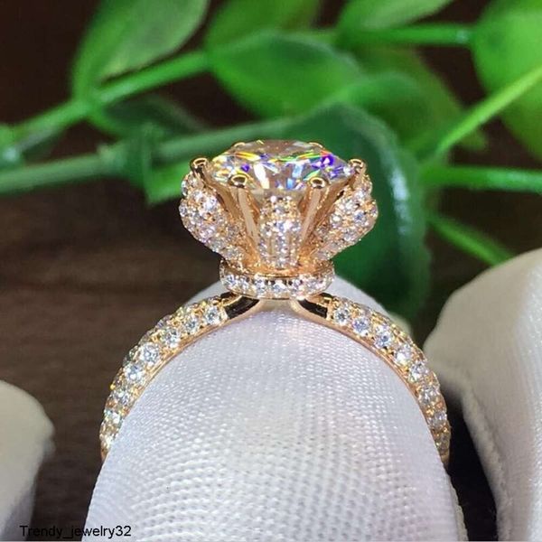 Gioielleria raffinata delle donne di alta qualità DF Color VVS Moissanite Diamond Wedding Bijoux Anello in oro rosa 18 carati