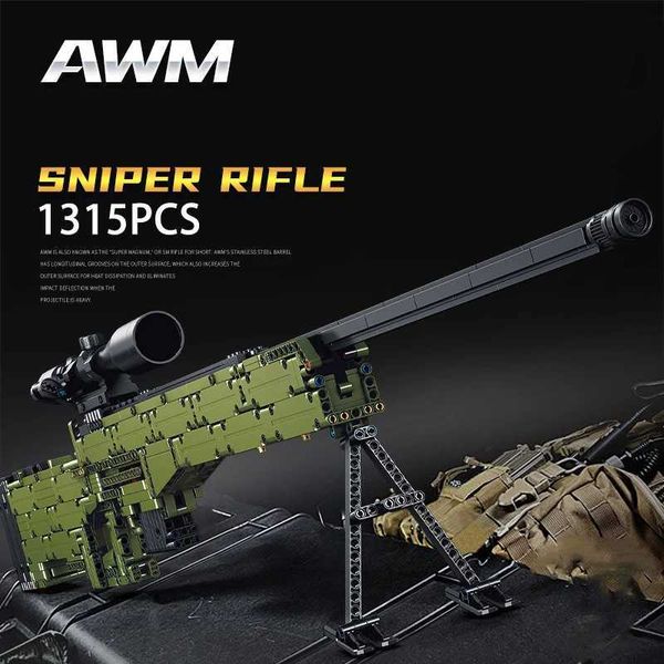 Brinquedos de armas m Sniper Rifle Barrett Building Block Series Militares Modular com um brinquedo de tiro com tiro com tiro em brinquedos infantis YQ240413UO49