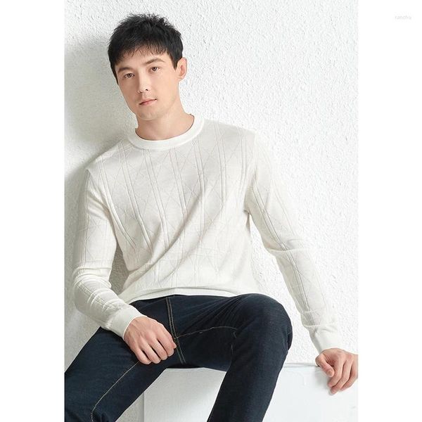 Camisolas masculinas de alta qualidade seda cashmere camisetas 2023 primavera outono casual o-pescoço jumper manga longa masculino roupas de malha pullovers