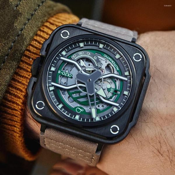 Armbanduhren Top Automatikuhr Herren OLTO8 Limited Edition Mechanisch 44mm Quadratisch Leuchtende Uhren 2023 Mode