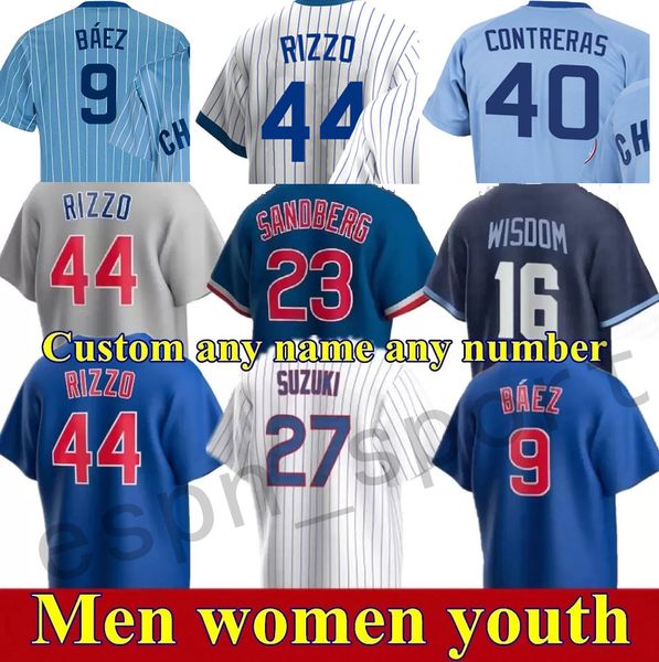 2023 Retro Baseball Jersey Custom Seiya Suzuki Chicagos Nelson Veazquez Sandberg Baez Rizzo Contreras Nick Madrigal Marcus Stroman Willson Contreras Ian Happ