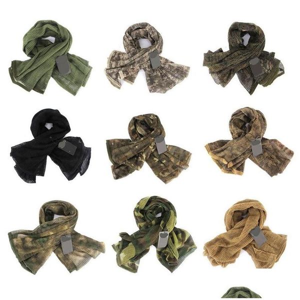 Bandanas Durag Camuflagem Cachecol Lenço Máscara de Peixe Rede Malha Véu do Exército Sniper Er Cam Caminhadas Caça ao Ar Livre Bandana Gota Entregar Dhv1Z