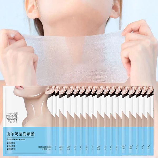 Outros itens de massagem 20pcs leite de cabra máscara de pescoço colágeno reafirmante anti rugas clareamento anti envelhecimento máscaras de Nech hidratante beleza pescoço cuidados com a pele 231113