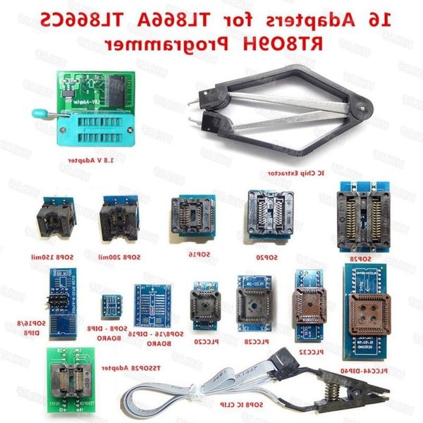 Бесплатная доставка 18 В SOP28 SOP8 SOP20 SOP16 PLCC44 32 28 20 IC Extractor 16 шт. Адаптеры Розетки для TL866CS/A EZP2010 RT809F RT809H progr Dmpm