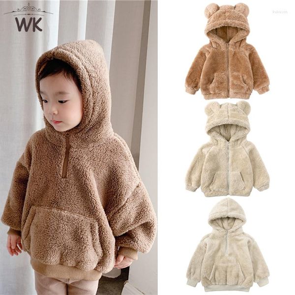 Giacche Bambini Neonate Ragazzi Cappotto in pile invernale Giacca in pelliccia sintetica per bambini Caldo Orecchie da orso 3D Capispalla con cappuccio Cardigan Abiti autunnali