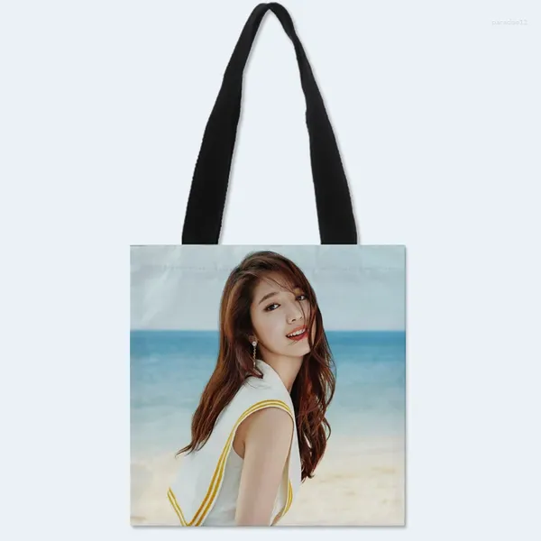 Abendtaschen Benutzerdefinierte Park Shin Hye Druck Umhängetasche Canvas Tote Shopping Reisebuch Handtasche Zwei Seiten bedruckt