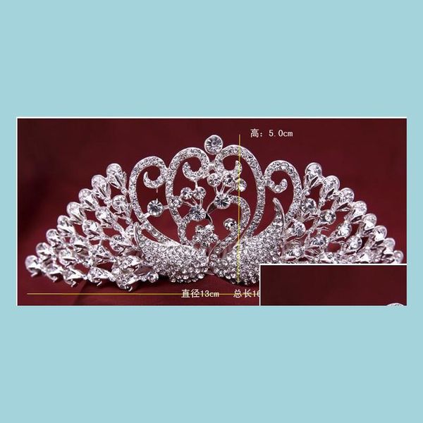 Chapéus de festa Coroa de cisne de cisne de luxo Tiaras Top Hat Bling Rhinestone Diamond Crowns Headwear Events Hair Jewelry Drop Deliver