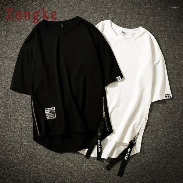 Camisetas masculinas Zongke Camisa branca Men Tshirt Harajuku Vintage T-Shirt Roupas Streetwear Hip Hop Summer Top 5XL 2023