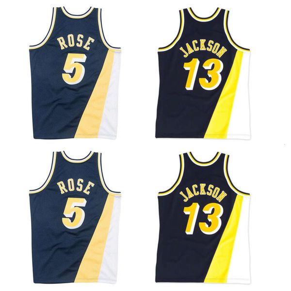 SL Derrick Ros Pacer Jersey de basquete Indiana Mark Jackson Mitch e Ness Browback Blue Size S-xxl