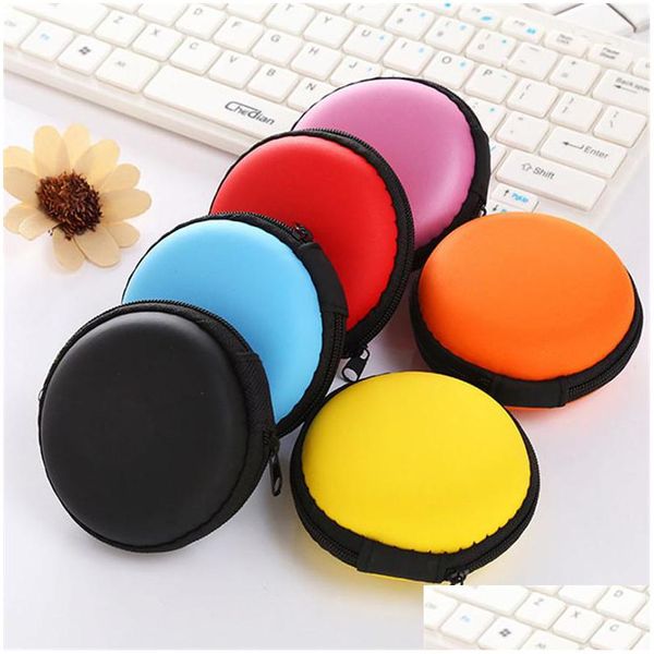 Aufbewahrungsbeutel Brand New Colourf Portable Mini Round Coin Wallet Purse Hard Key Kopfhörerhalter Case Bag Vielseitige Sac Main Lz0453 Dro Dhmp0