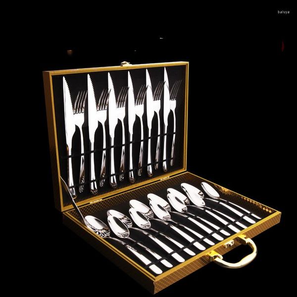 Set di stoviglie Bicchieri Germania Set di piatti Cucchiai da tavola Posate portatili Argenteria Regalo Pasqua Pratos De Jantar Posate per la casa ZLXP