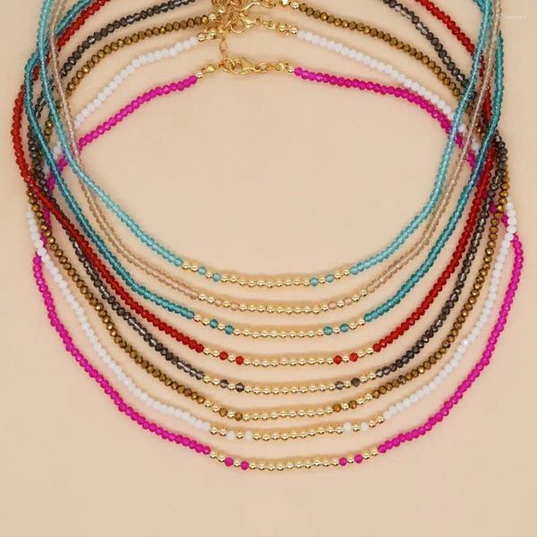 Colares de pingente 10 peças cores bohemia colar de contas de cristal colar para acessórios de camada corrente feminina