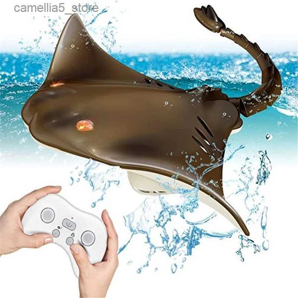 Elektrische/RC Tiere RC Spielzeug 2,4G Elektrische Fernbedienung Fisch Mantarochen Gute Abdichtung Wasserdicht Schwimmbad Rc Boot für Kinder Sommer Geschenk Jungen Q231114