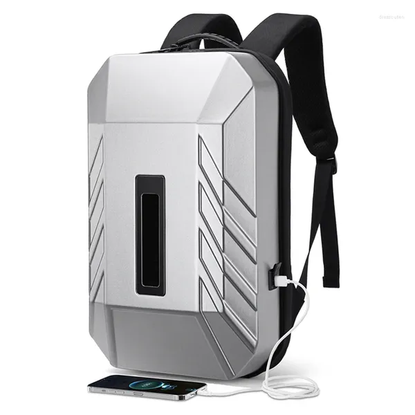 Mochila Multifuncional Negócios para Homens PC Hard Shell Laptop Bag Smart Cool LED Carregamento USB Anti-Roubo À Prova de Água