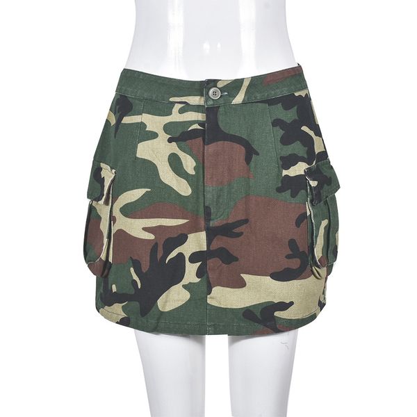 2024 Designer Vestidos Camo Mini Cargo Saia Verão Mulheres Cintura Alta Camuflagem Bodycon Saia Casual Streetwear Y2K Bolso Saias Atacado Roupas 9709