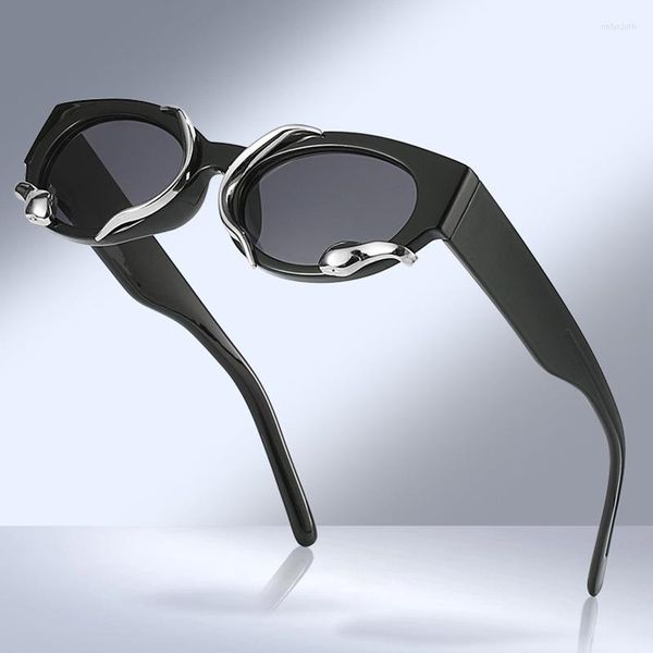 Occhiali da sole Steampunk Cat Eye per donna uomo Y2K punk serpente decorazione occhiali da sole designer di marca occhiali UV400 tonalità S131
