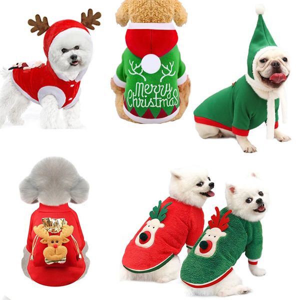 Hundebekleidung Weihnachtskleidung Haustiere Kleidung Weihnachtsmannkostüm Jahr Katzenoutfits Weihnachten Hirschhut Welpenmantel Hoodie Party 231113