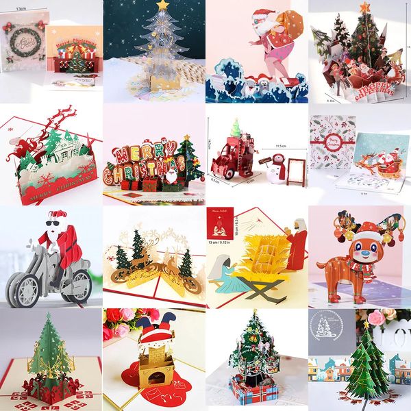 Cartões 3D Pop UP Santa Cartões Casar Natal Cartões Convites para festas Presentes Ano Cartão Presentes de aniversário Cartão postal 231113