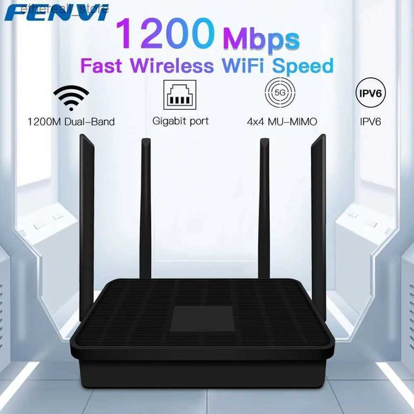 Router Router Wi-Fi FENVI Router Gigabit Ethernet 1200Mbps 5GHz Router WiFi Dual Band 2.4Ghz di rete wireless con antenne 4x5dBi Q231114