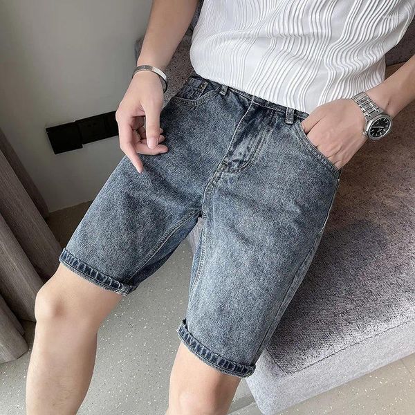 Herren Jeans 5-Punkt-Denim-Shorts Sommer All-Match Slim Hiphop Street Einfache Mode gewaschen lässig gerade Hose mit weitem Bein dünn