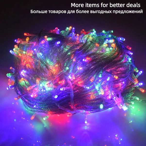 Decorações de Natal feriado LED luzes de Natal ao ar livre 100M 50M 30M 20M 10M levou luzes de corda decoração para festa de casamento de feriado Garland 231113