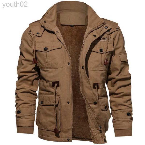 Männer Jacken Winter Militär Jacke Männer Casual Dicke Thermo Mantel Armee Pilot s Air Force Fracht Outwear Fleece Mit Kapuze 4XL kleidung ZLN231114