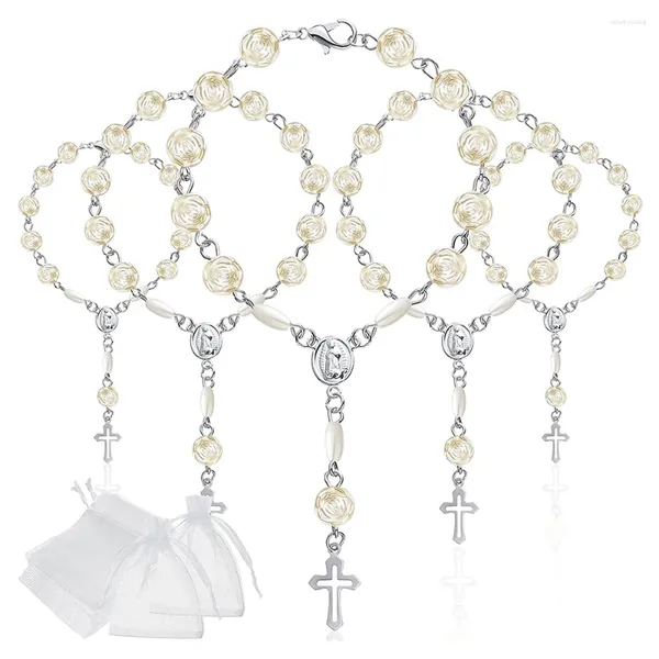 Link pulseiras 20 pçs cruz rosário batismo batismo religião igreja evento casamento menino menina primeira comunhão sagrada chá de bebê b