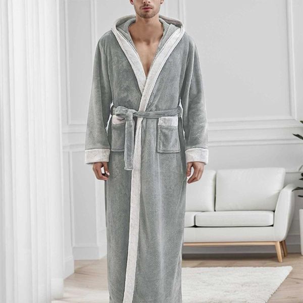 Abbigliamento da uomo uomini uomini inverno camerino in flanella con cappuccio caldo più taglia extra lunga abito da bagno spessa vele di corallo