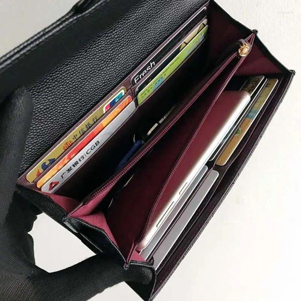 Brieftaschen Damen Hochwertiges Leder Geldbörse Clutch Bag Rindsleder Münzbörse Lange Clamshell Kaviar Karte Ball Muster Schlüssel