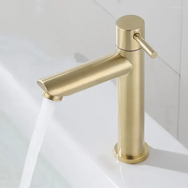 Bad Waschbecken Wasserhähnen Becken Edelstahl Single Kälte zum Waschen von Home Hardware Luxus Wäscherei Waschbecken aufsparen Tap Gold