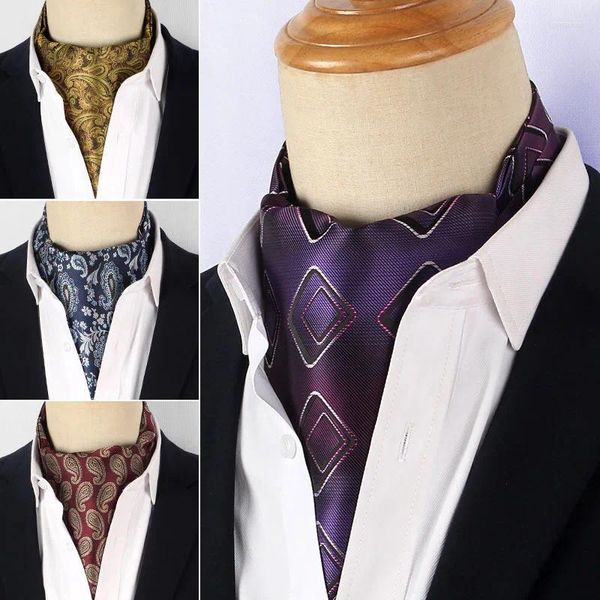 Laços roxo impressão elegante masculino cravat na moda estilo britânico retro formal terno camisa colar cachecol jantar negócios gravata dia dos namorados