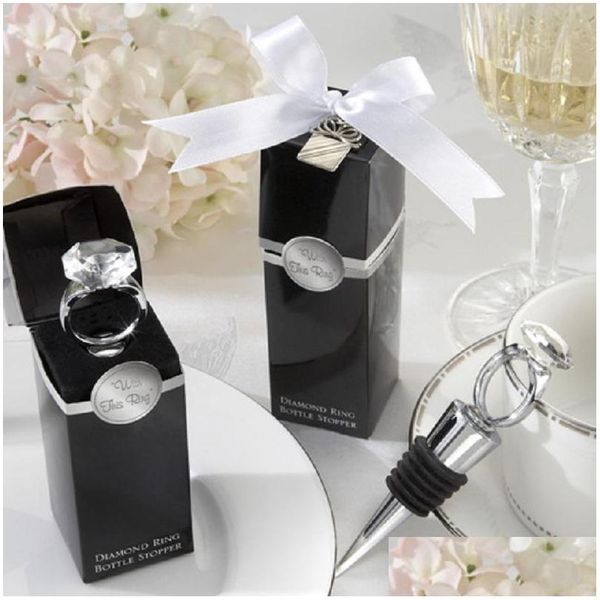 Favore per feste bombardi regali Crystal Diamond Ring Wine Bottle Stopper per compleanno Baby Shower Bridal WA2032 Droping Delivery Home Dhsqg