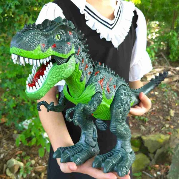 Электрические/RC животные игрушки-динозавры для детей 3 4 5 6 7 8 подарок динозавра с дистанционным управлением для мальчиков RC прогулочный робот игрушки-динозавры с распылителем тумана и яйцами Q231114