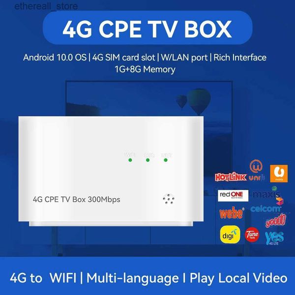 Yönlendiriciler Kilidi Çarpıştırılmış 4G SIM Kart Yuvası Kablosuz Wifi Yönlendirici Android TV Kutusu HDMI 2.0B 1GB+8GB Bellek WAN/LAN PORT 4G LTE WiFi CPE Yönlendirici Modem Q231114