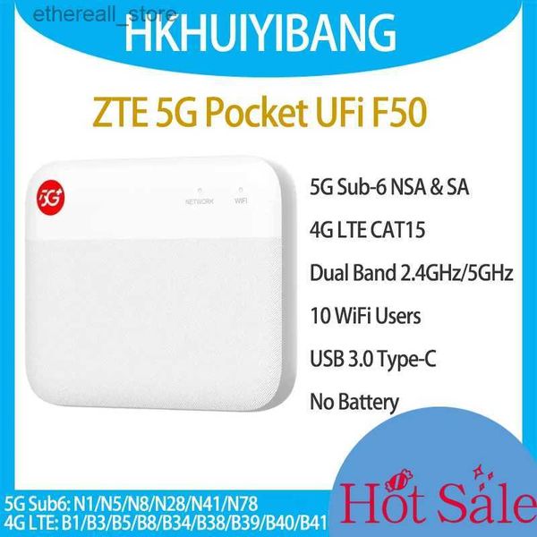 Yönlendiriciler Kilitli ZTE 5G Cep UFI F50 Mini WiFi Yönlendirici Çift Bant 1.6GBPS USB 3.0 TYP-C 4G LTE CAT15 SA/NSA 5G Mobil Taşınabilir Hotspot Q231114