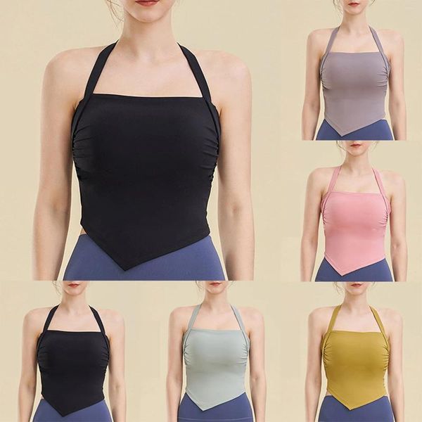 Shapers femininos nude yoga sutiã à prova de choque roupa interior esportiva linda volta roupas de fitness correndo colete topo