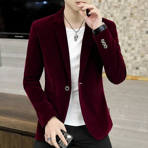 Ternos masculinos Blazers Clássico masculino terno jaqueta casual veludo terno estilo britânico emagrecimento negócios social festa vestido terno jaqueta 3XL-S 231114